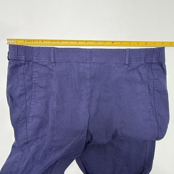 J Jill Linen Stretch Pants Pull On Straight Leg Cropped Size L Large Navy Blue - Picture 5 of 9